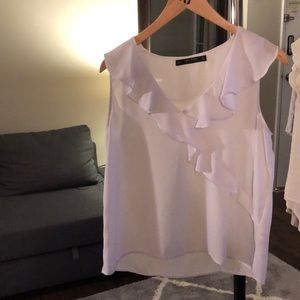 White ruffle tank